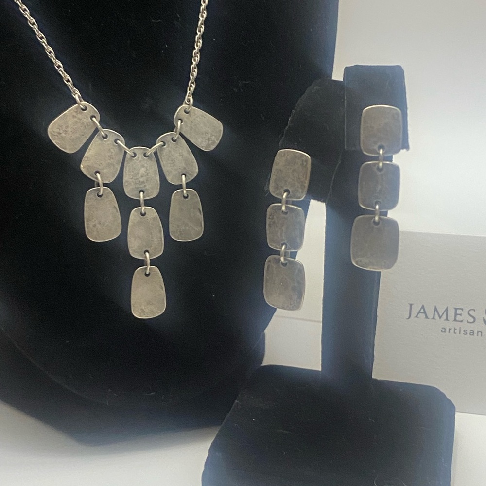 ⭐️JAMES AVERY⭐️ Set - Hammered Square Link Earring and Necklace - Retired - Picture 15 of 15